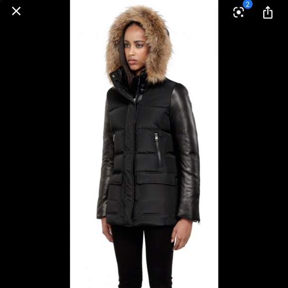 MACKAGE BLACK WINTER DOWN JACKET WITH FUR HOOD - Picture 1 of 3